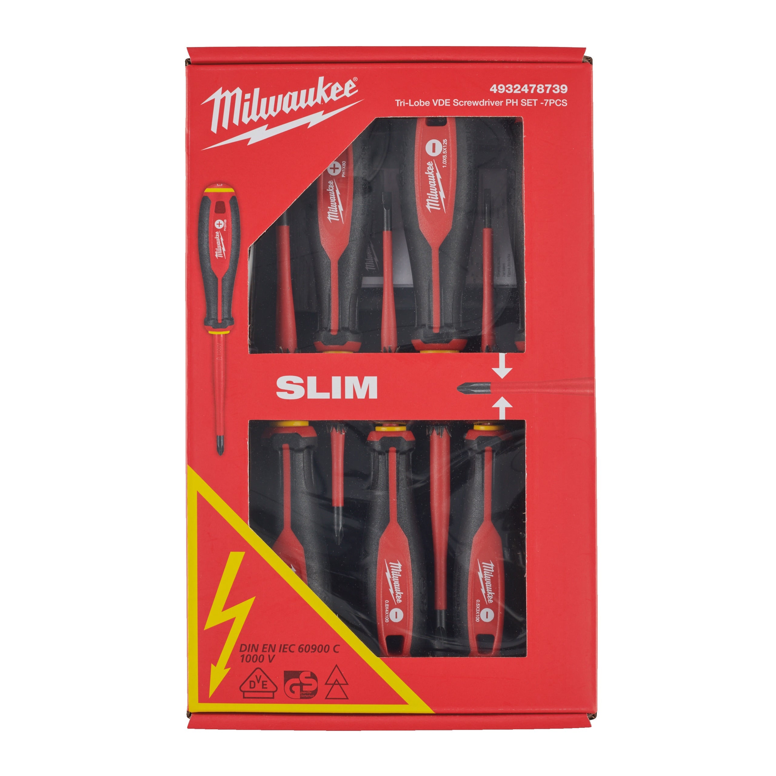 Milwaukee Accessoires 4932478735 Tri-Lobe VDE Schroevendraaier PZ/ SL1 X80 Milwaukee Accessoires 4932478735 Tri-Lobe VDE Schroevendraaier PZ/ SL1 X80
