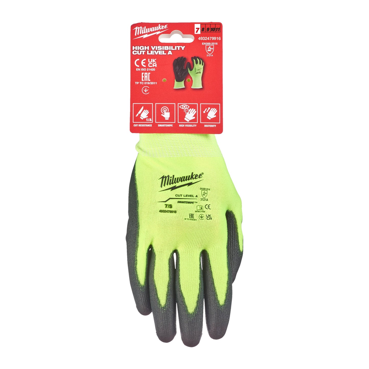 Milwaukee Gants Hi-Vis Cut A - 7/S - 1 paire