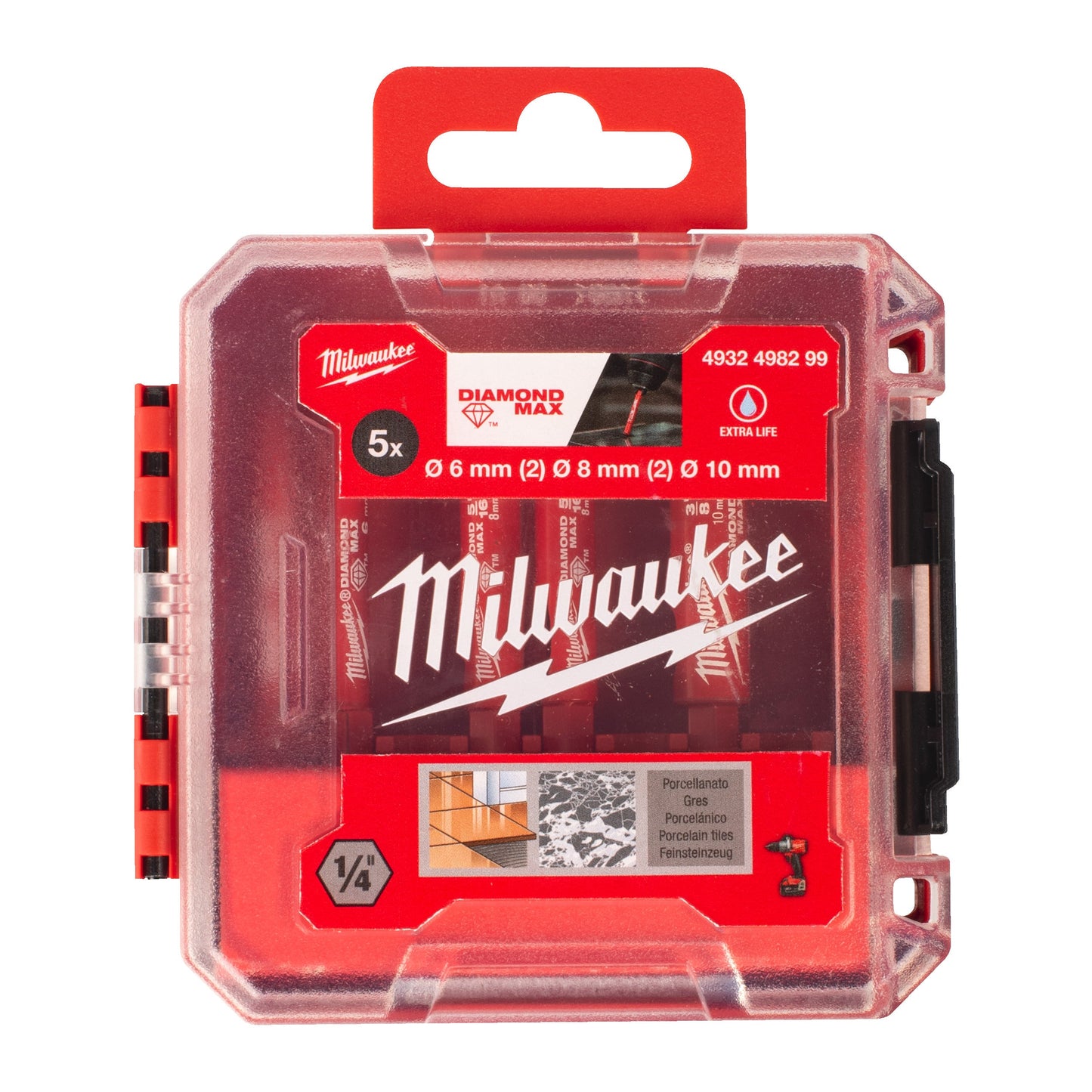 Milwaukee DIAMOND MAX Coffret de forets diamantés - 6, 8, 10 mm - 5 pièces