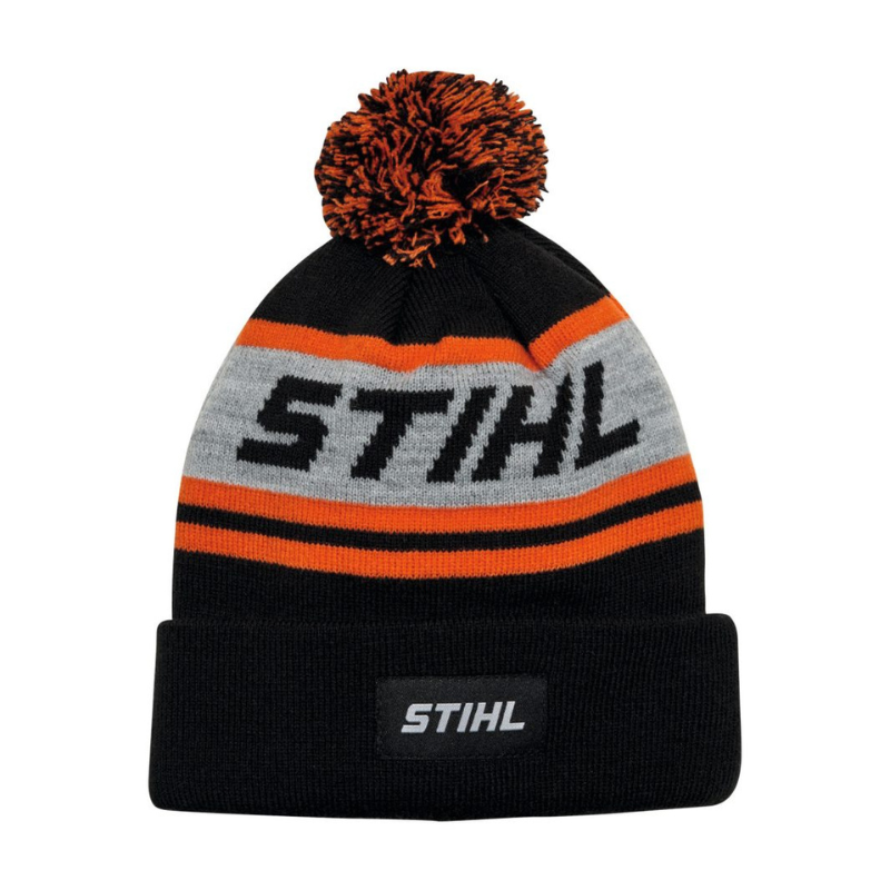 STIHL Bonnet à pompon 24 - Orange/Noir/Gris