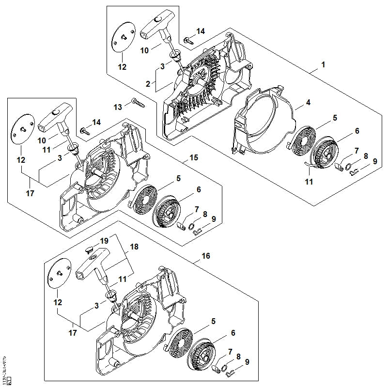 STIHL 11300802100 - Fan housing with rewind starter