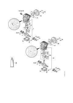 STIHL 11390201203 - Cylinder with piston Ø 38 mm