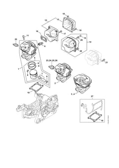 STIHL 11400201208 - Cylinder with piston Ø 47 mm