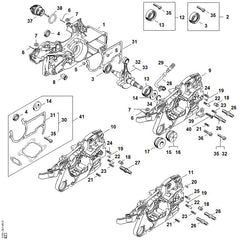 STIHL 11410202912 - Crankcase, clutch side