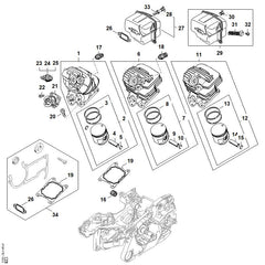 STIHL 11410201202 - Cylinder with piston Ø 44.7 mm