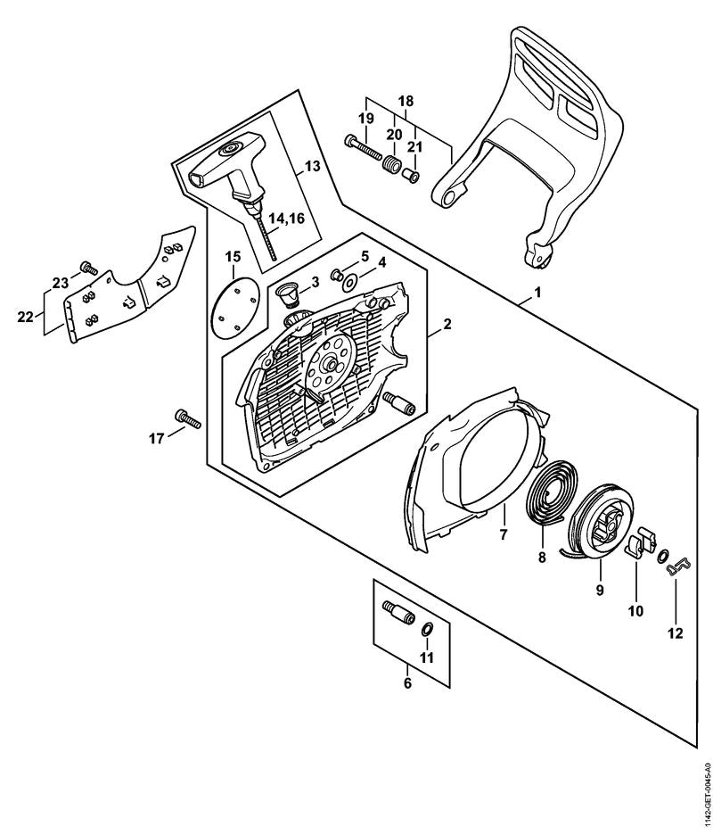 STIHL 11420802102 - Fan housing with rewind starter
