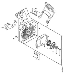 STIHL 11420802102 - Fan housing with rewind starter