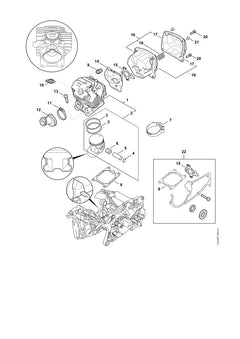 STIHL 11420201201 - Cylinder with piston Ø 52 mm