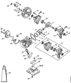 STIHL 11460201200 - Cylinder with piston Ø 34 mm