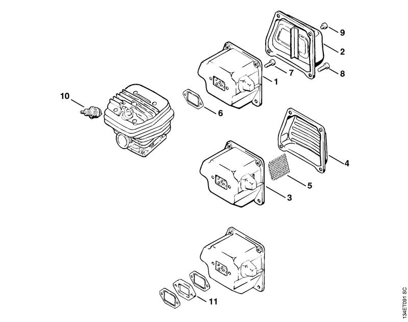 STIHL 11221450807 - Exhaust casing