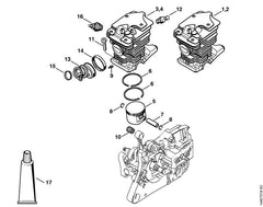 STIHL 11330201201 - Cylinder with piston Ø 44 mm