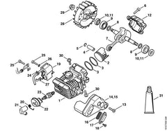 STIHL 11370201202 - Cylinder with piston Ø 37 mm