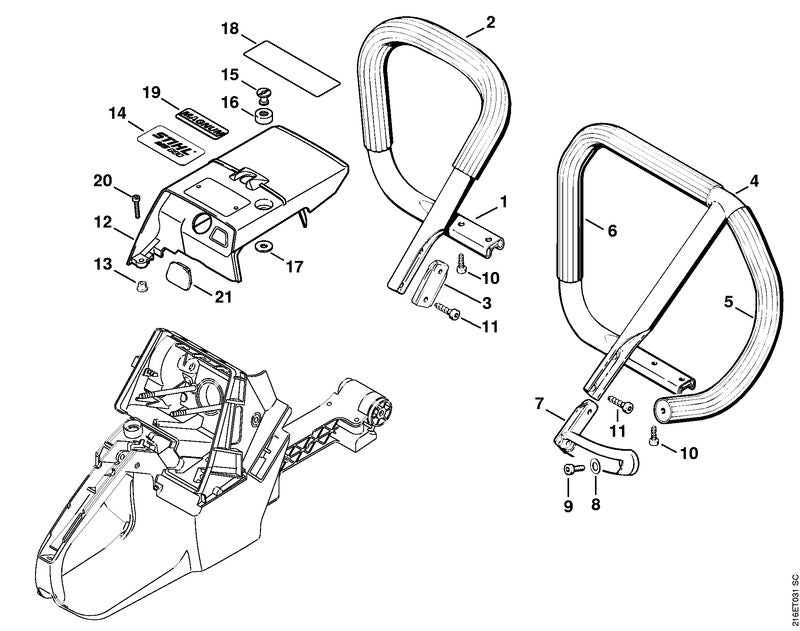 STIHL 11247901500 - Handlebar with hose