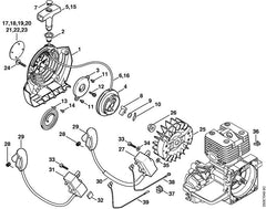 STIHL 41340802101 - Fan housing with rewind starter