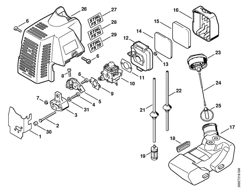 STIHL 41331200600 - Carburetor WT-227F