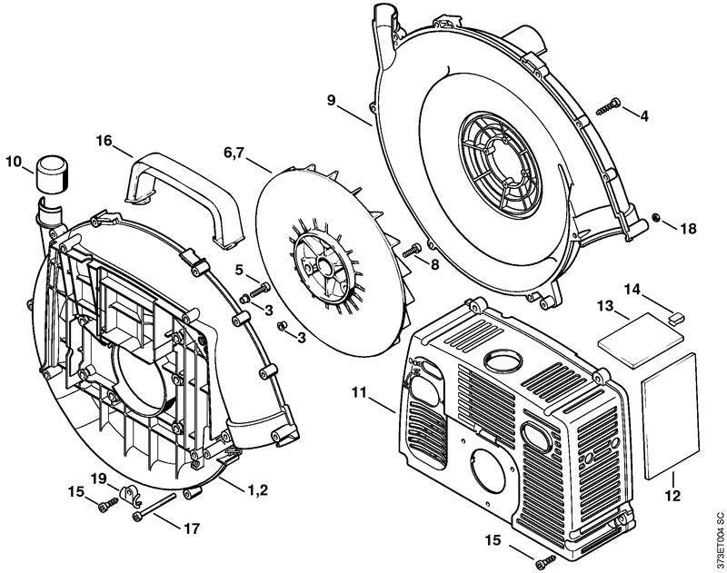 STIHL 42037010701 - Fan housing, outer