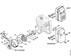 STIHL 42031900405 - Starter cover with rewind starter