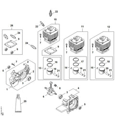 STIHL 41280201211 - Cylinder with piston Ø 42 mm