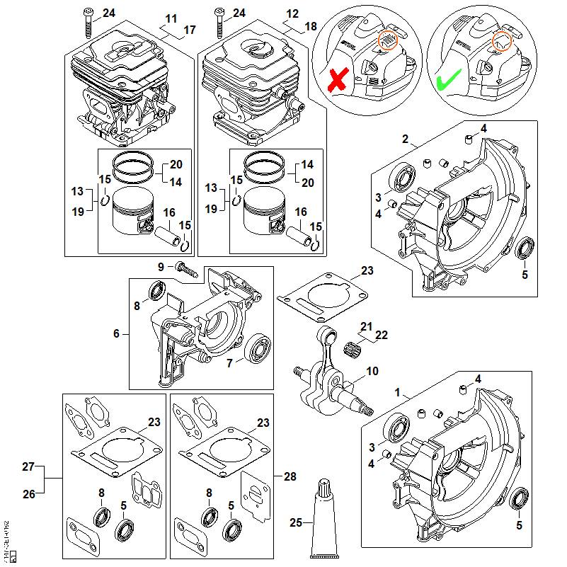 STIHL 41470201204 - Cylinder with piston Ø 42 mm
