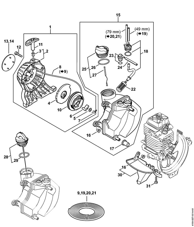 STIHL 41809671540 - Model plate KM 90 R