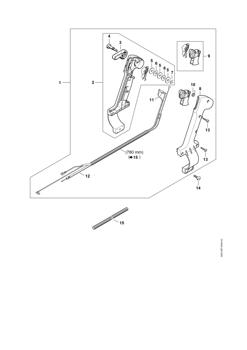 STIHL 42037910811 - Handle molding, outer 67 mm
