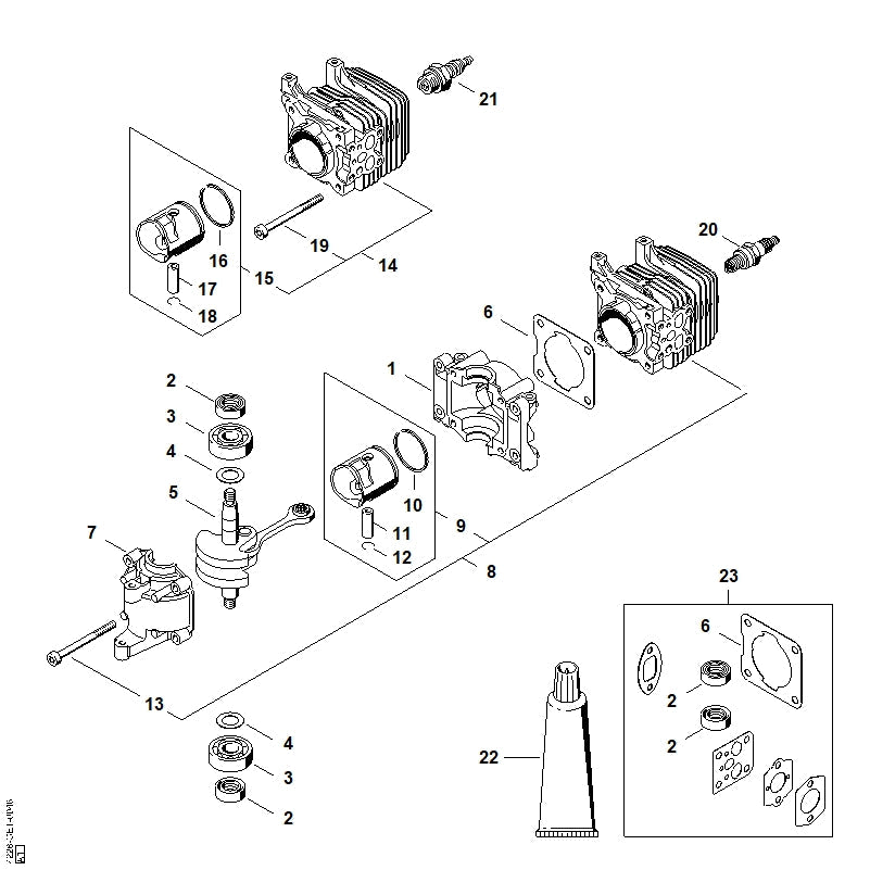STIHL 42280201200 - Cylinder with piston Ø 34 mm