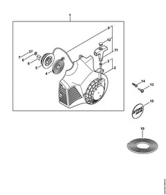 STIHL 42290802105 - Fan housing with rewind starter