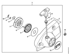 STIHL 42501900301 - Starter cover with rewind starter