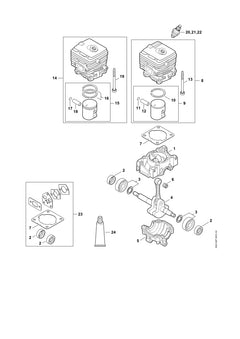 STIHL 42410201202 - Cylinder with piston Ø 34 mm