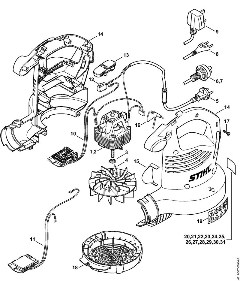 STIHL 48114403005 - Wiring harness Europa