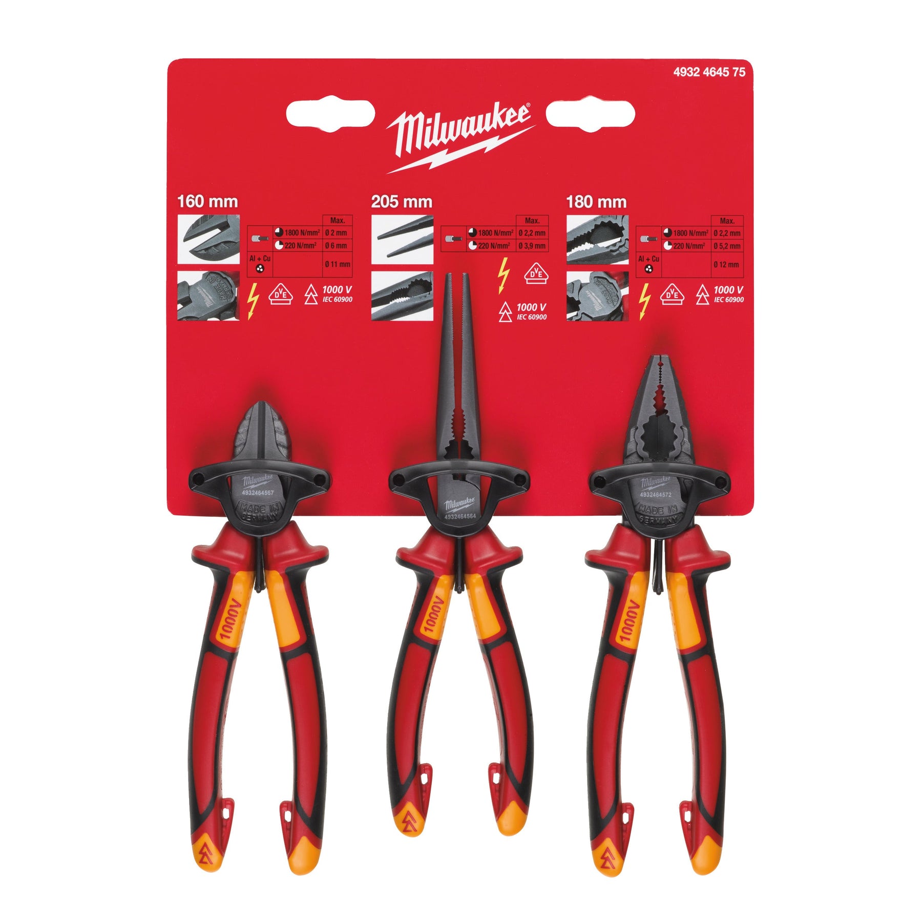 Milwaukee Jeu de pinces VDE - 3 pièces