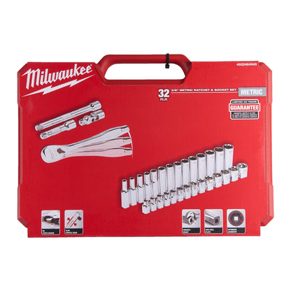 Milwaukee Coffret de douilles 3/8” FOUR FLAT (32 pièces)