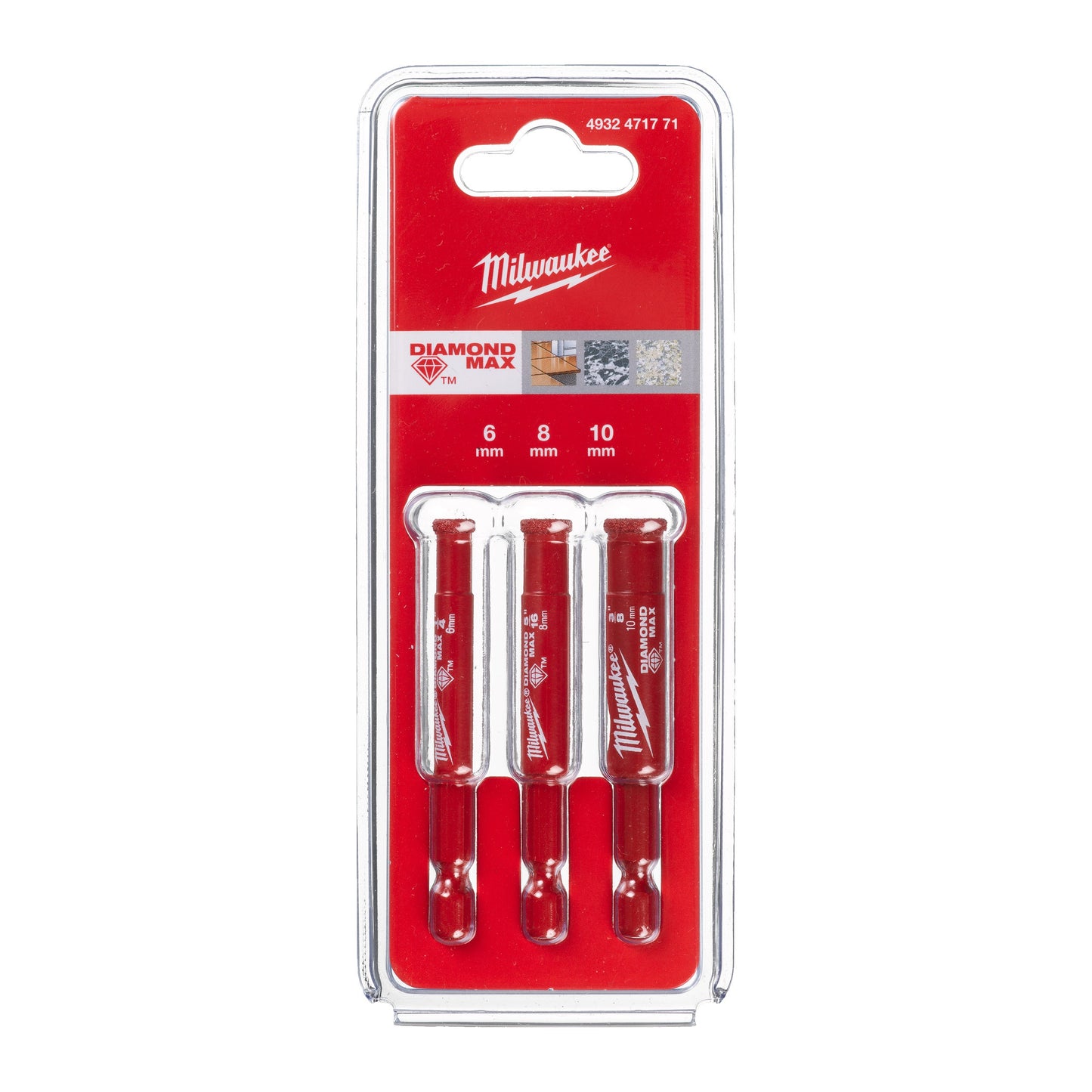 Milwaukee DIAMOND MAX Coffret de forets diamant - 6, 8, 10 mm - 3 pièces