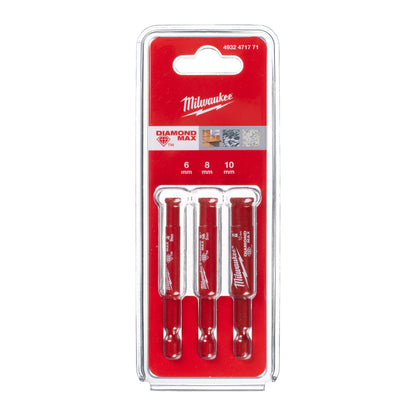 Milwaukee DIAMOND MAX Coffret de forets diamant - 6, 8, 10 mm - 3 pièces