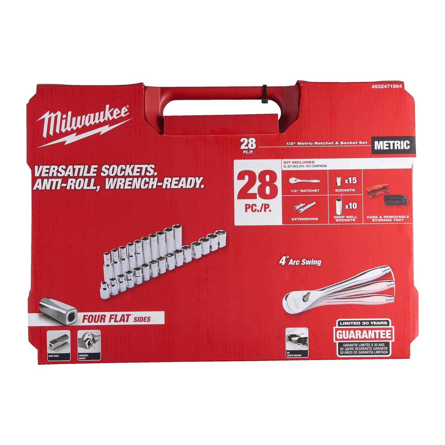 Milwaukee Coffret de douilles 1/2” FOUR FLAT (28 pièces)