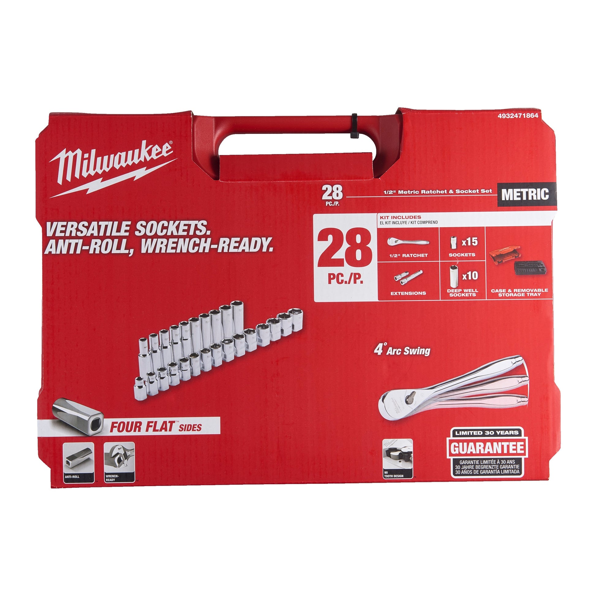 Milwaukee Coffret de douilles 1/2” FOUR FLAT (28 pièces)