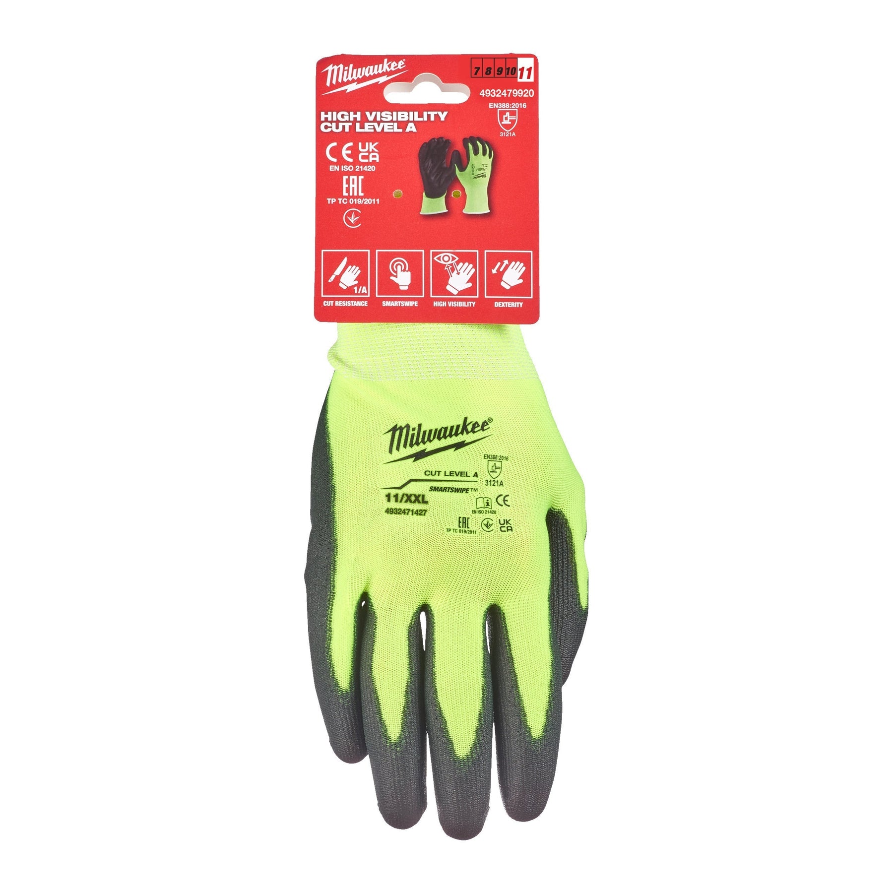 MILWAUKEE Gants Hi-Vis Cut A - 8/M - 1 paire