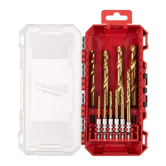 Milwaukee Shockwave HSS-G TiN Red Hex - Coffret de forets métal, 10 pièces