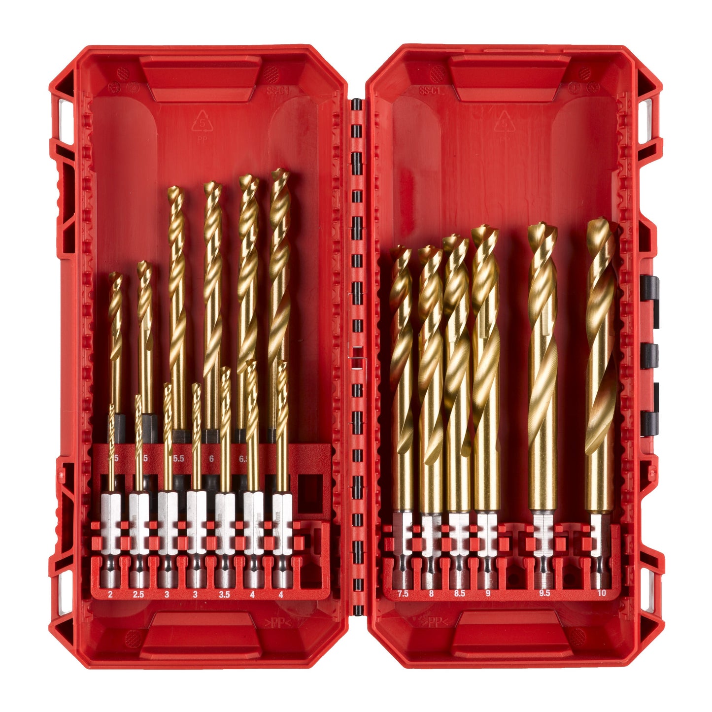 Milwaukee Shockwave HSS-G TiN Red Hex - Coffret de forets métal - 19 pièces