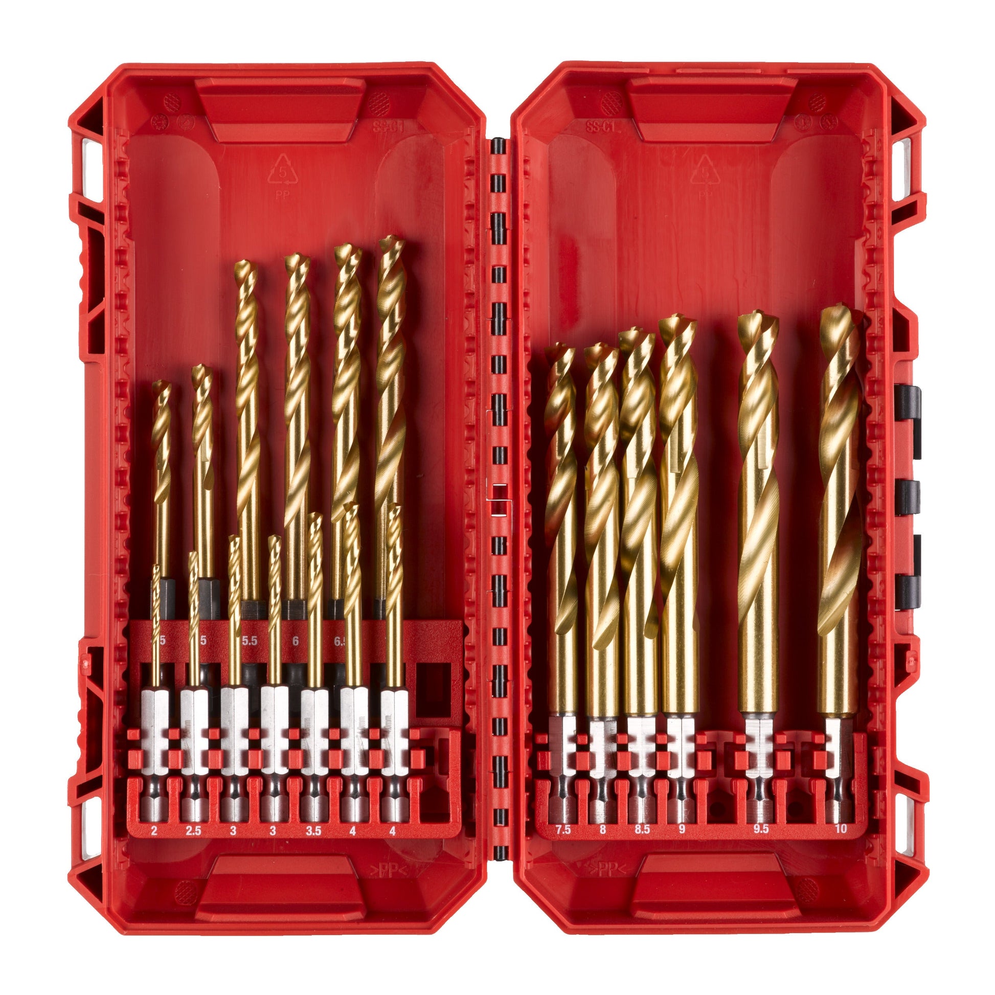 Milwaukee Shockwave HSS-G TiN Red Hex - Coffret de forets métal - 19 pièces