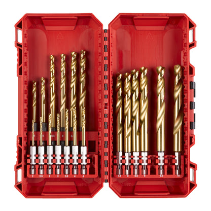 Milwaukee Shockwave HSS-G TiN Red Hex - Coffret de forets métal - 19 pièces