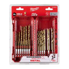 Milwaukee Shockwave HSS-G TiN Red Hex - Coffret de forets métal - 19 pièces