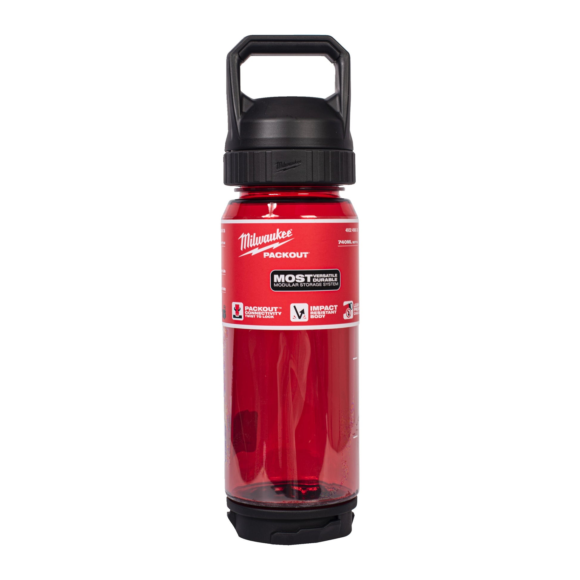 Milwaukee PACKOUT Bouteille plastique 740 ml avec bouchon à bec - Rouge