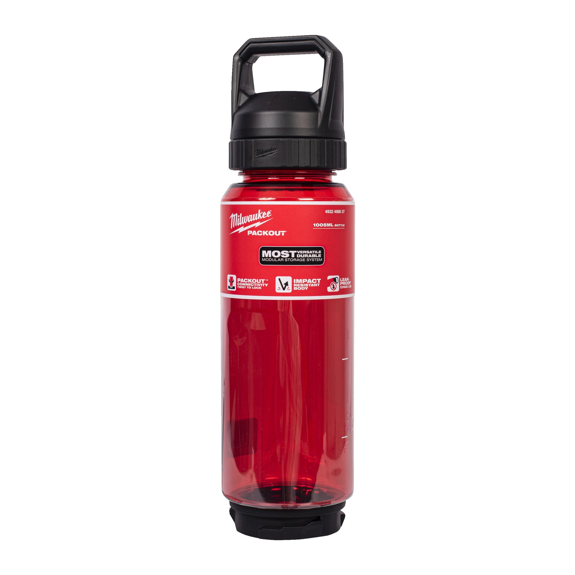 Milwaukee PACKOUT Bouteille plastique 1005 ml avec bouchon à goulot - rouge
