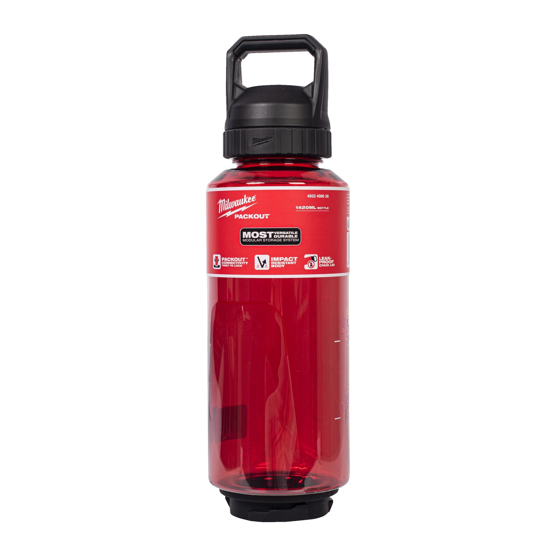 Milwaukee PACKOUT bouteille plastique 1420 ml avec bouchon sport rouge