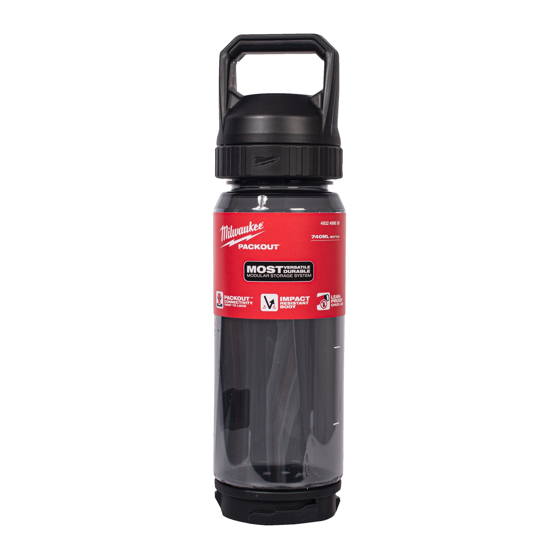Milwaukee PACKOUT bouteille plastique 740 ml avec bouchon sport noir