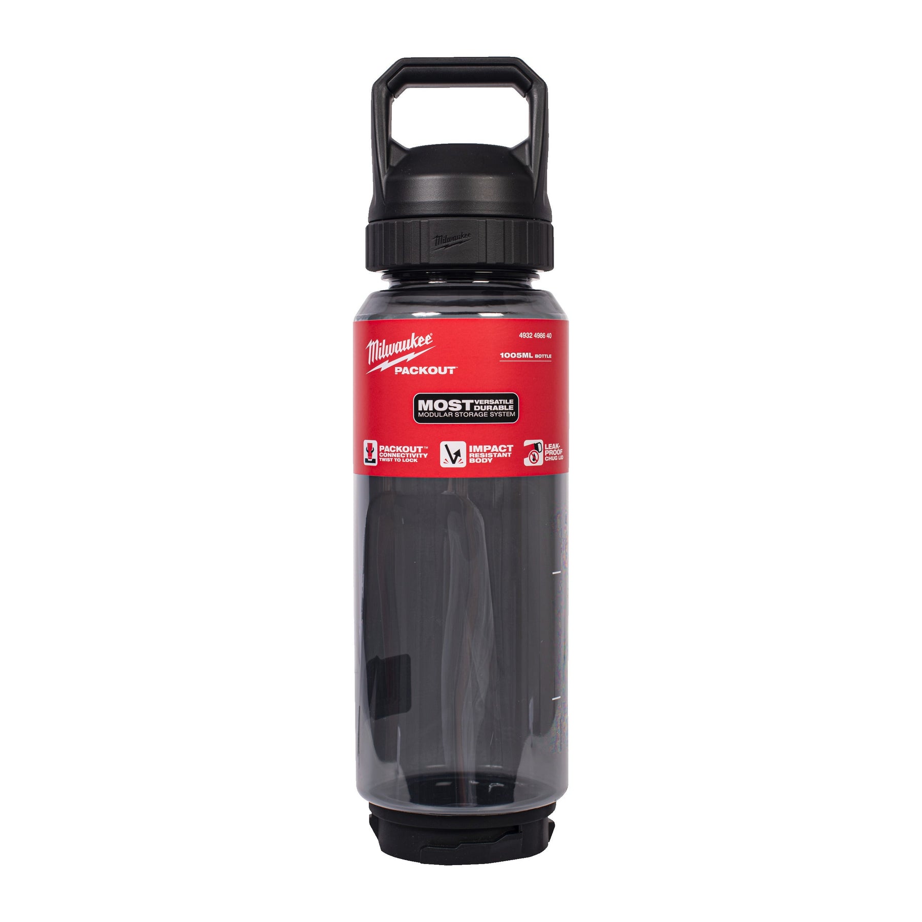 Milwaukee PACKOUT Bouteille plastique 1005 ml avec bouchon Chug - Noir
