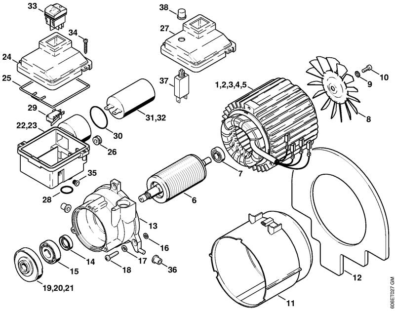STIHL 47336000504 - Stator 220 V/60 Hz