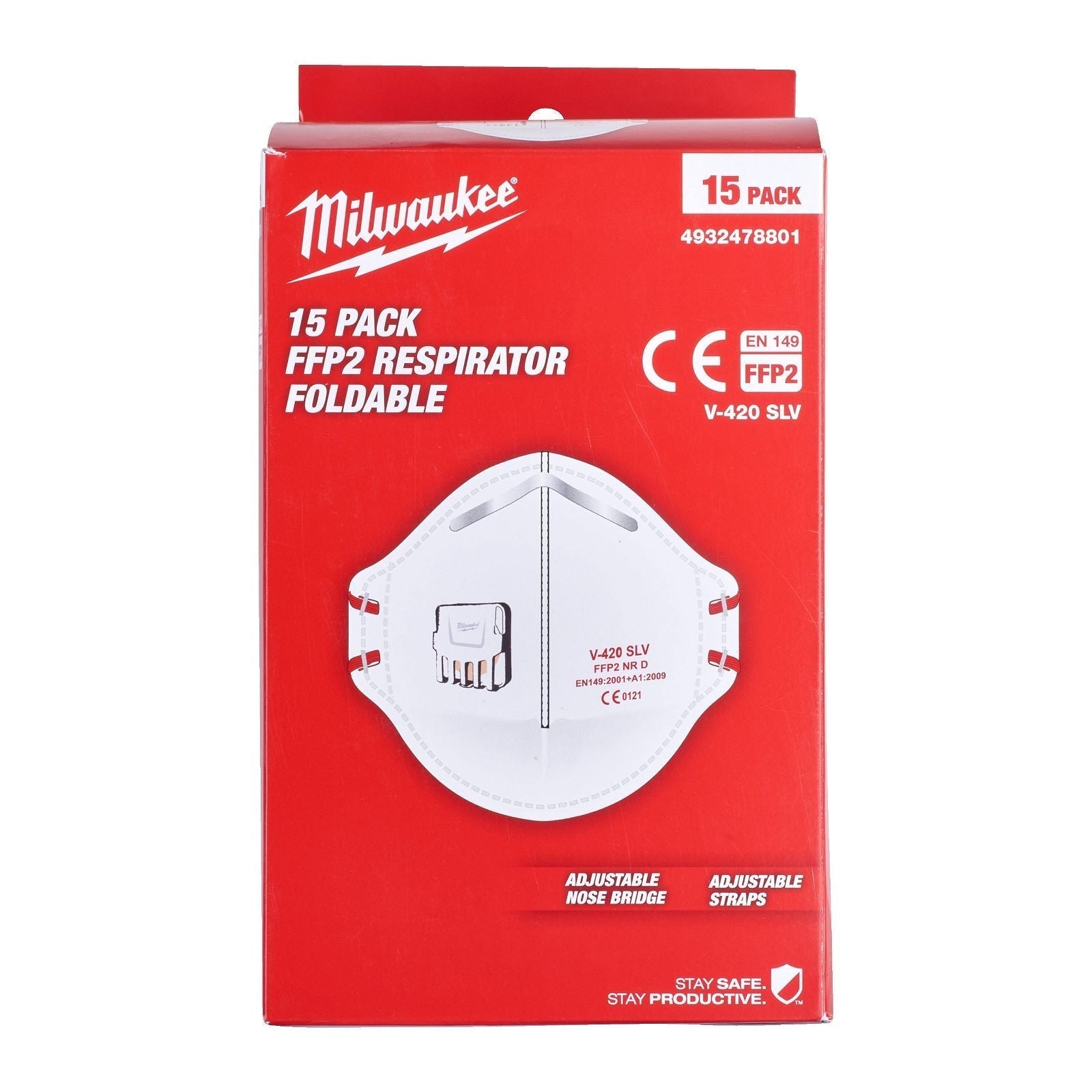 Milwaukee® Masques respiratoires FFP2 pliables avec valve d’expiration - 15 pièces