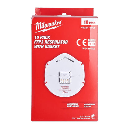 Milwaukee Masques respiratoires jetables FFP3 avec valve - Lot de 10